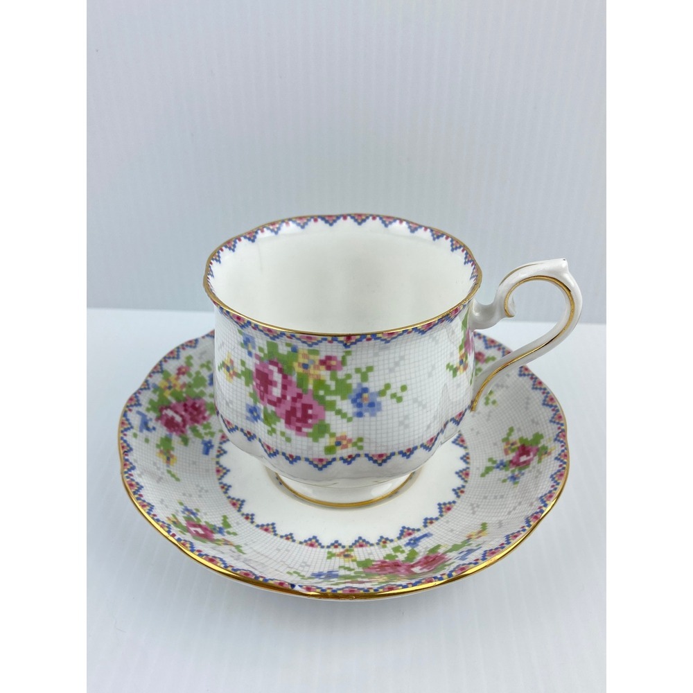 Vintage Royal Albert Petit Point China Tea Cup Saucer Set England Bone China